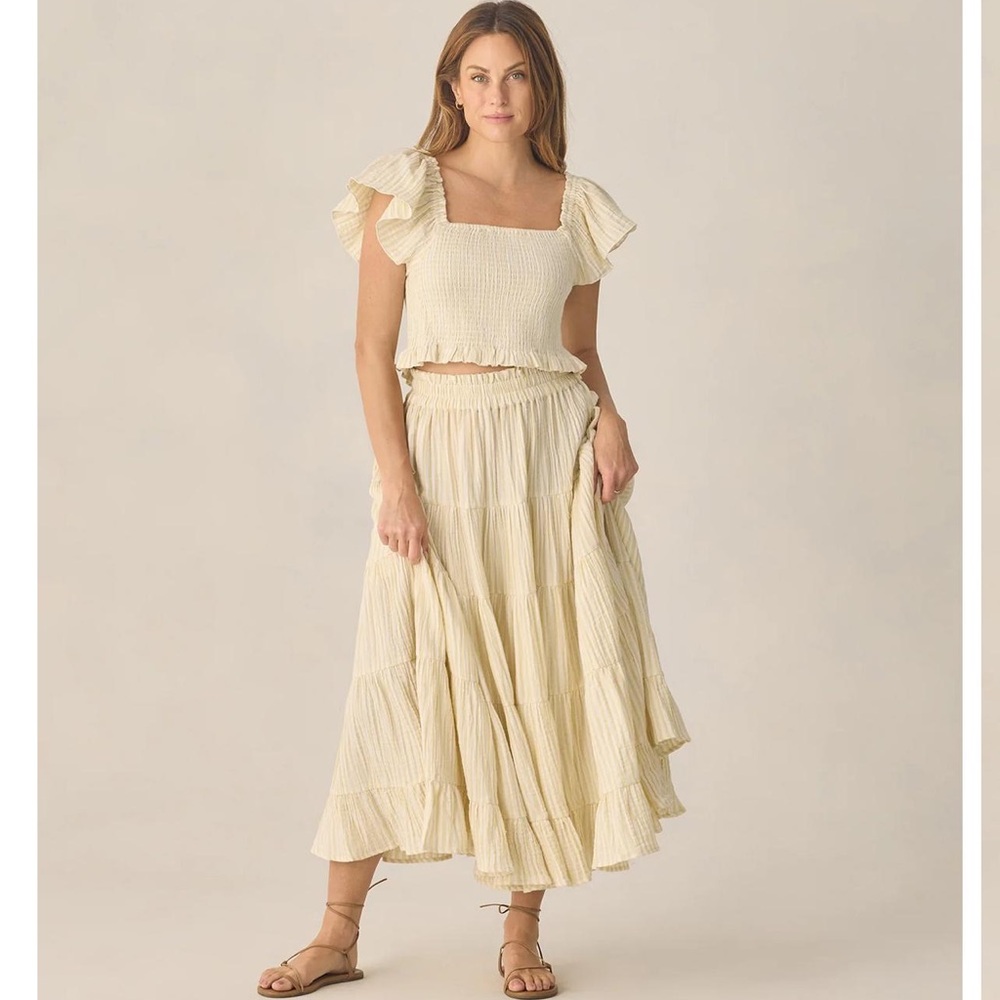 Women's Cream Tiered Maxi Skirt - Lightweight Boho Style